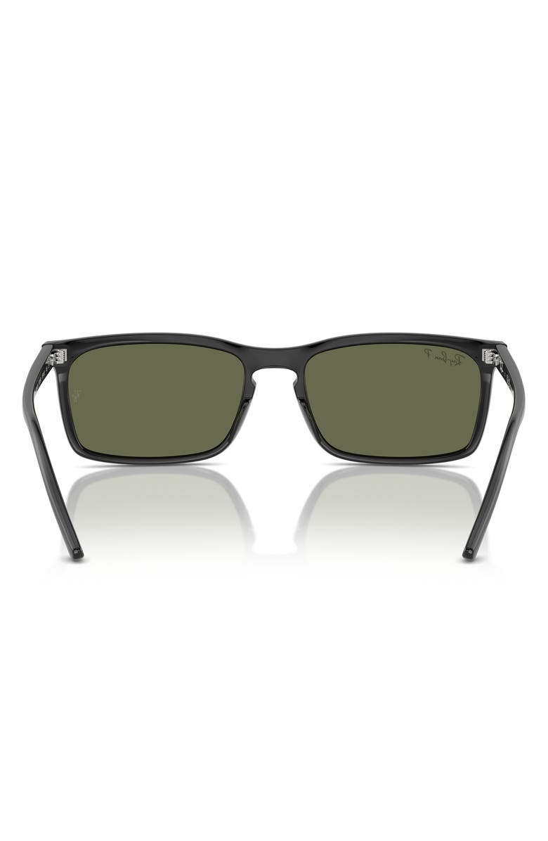 Ray-Ban 59mm Polarized Rectangular Sunglasses, Alternate, color, Black
