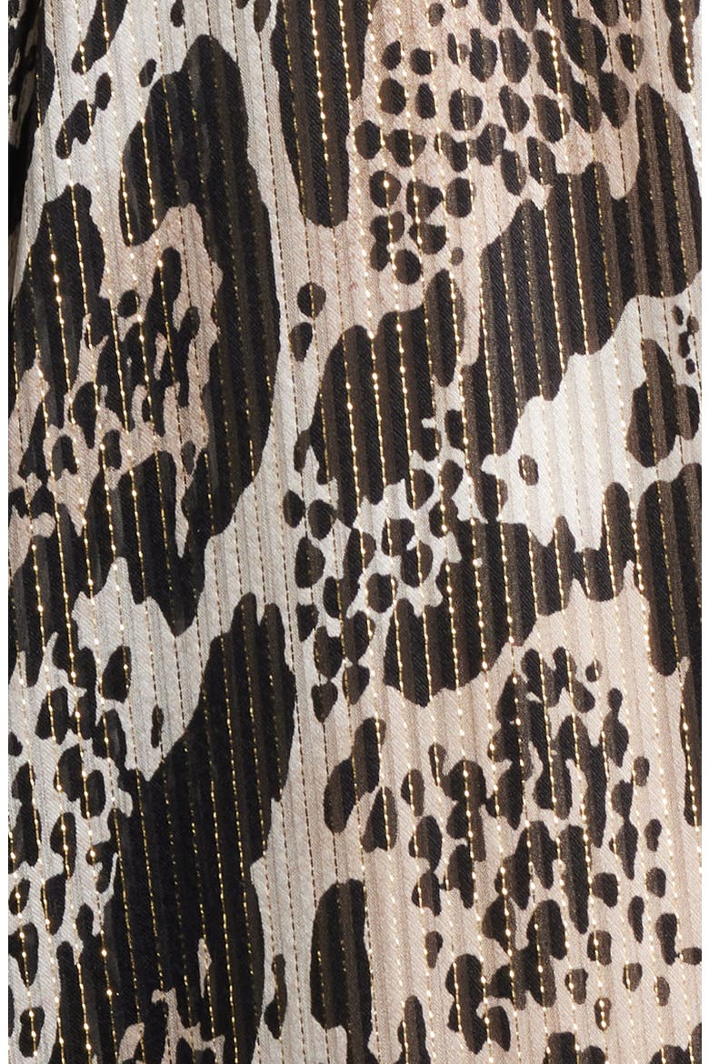 The Alba Metallic Long Sleeve Silk Maxi Dress, Alternate, color, SUNSET LEOPARD