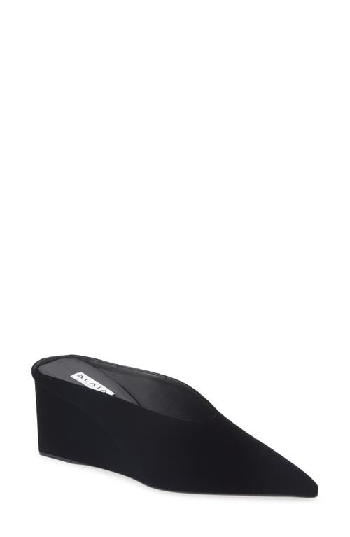 Alaïa Satin Wedge Mules Cube Toe Pointed In Black