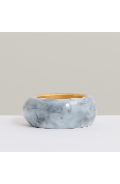 Reiss Ciara Curve Marble Bangle In Gold Tone/grey Marble