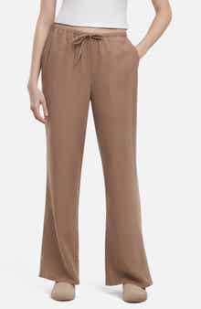 Three Dots Drawstring Linen Blend Wide Leg Pants