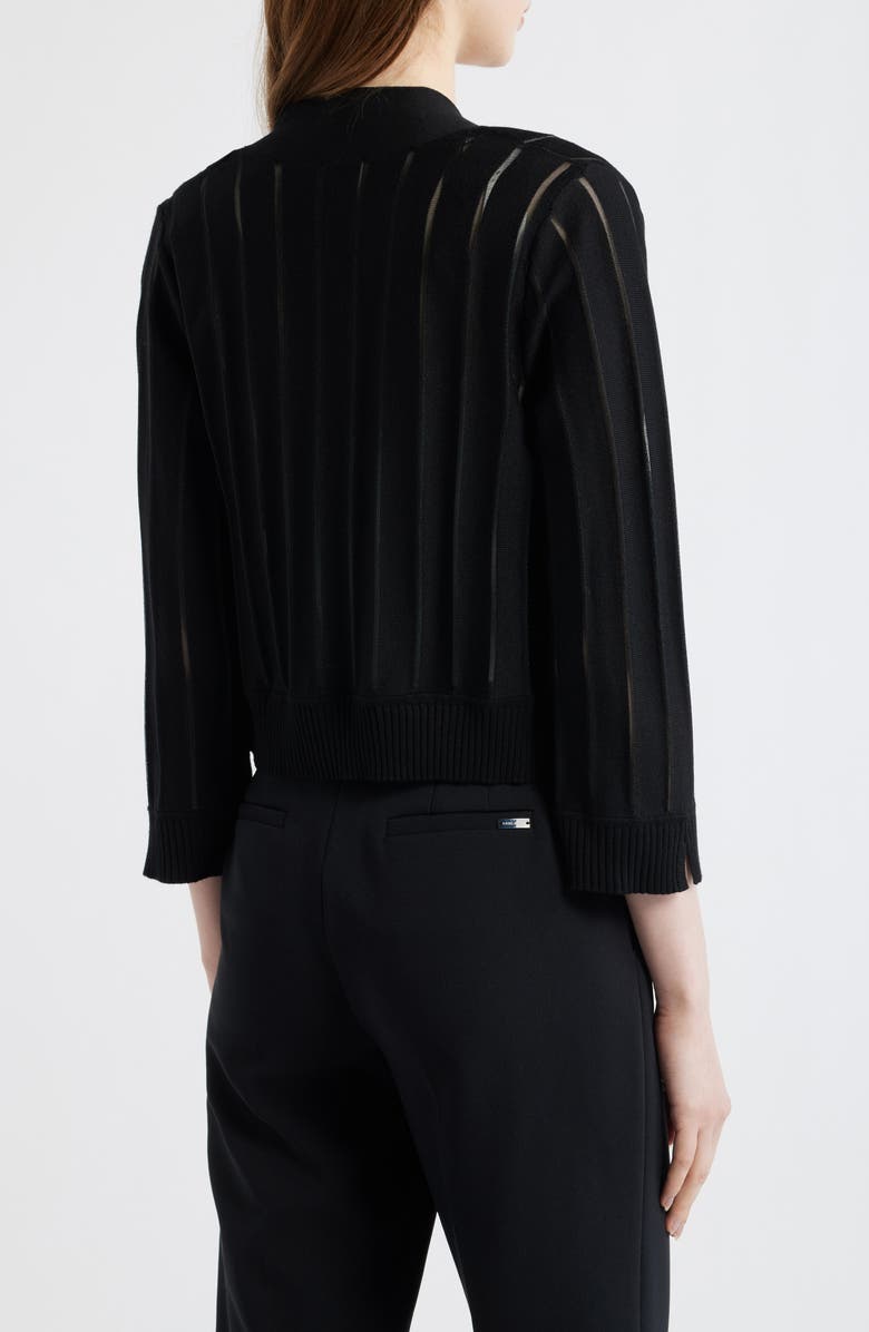 Anne Klein Sheer Stripe Shrug, Alternate, color, Anne Black