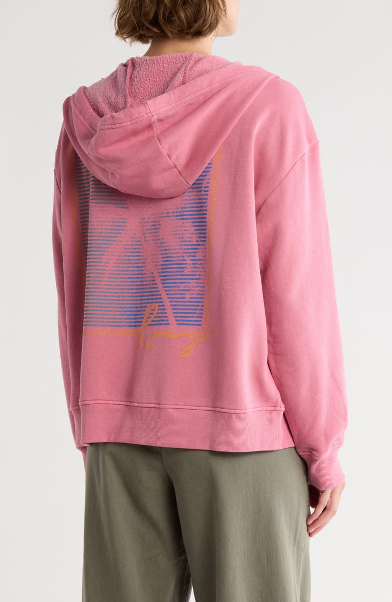 Roxy Variegated Palm Fleece Zip Hoodie, Alternate, color, Heather Rose