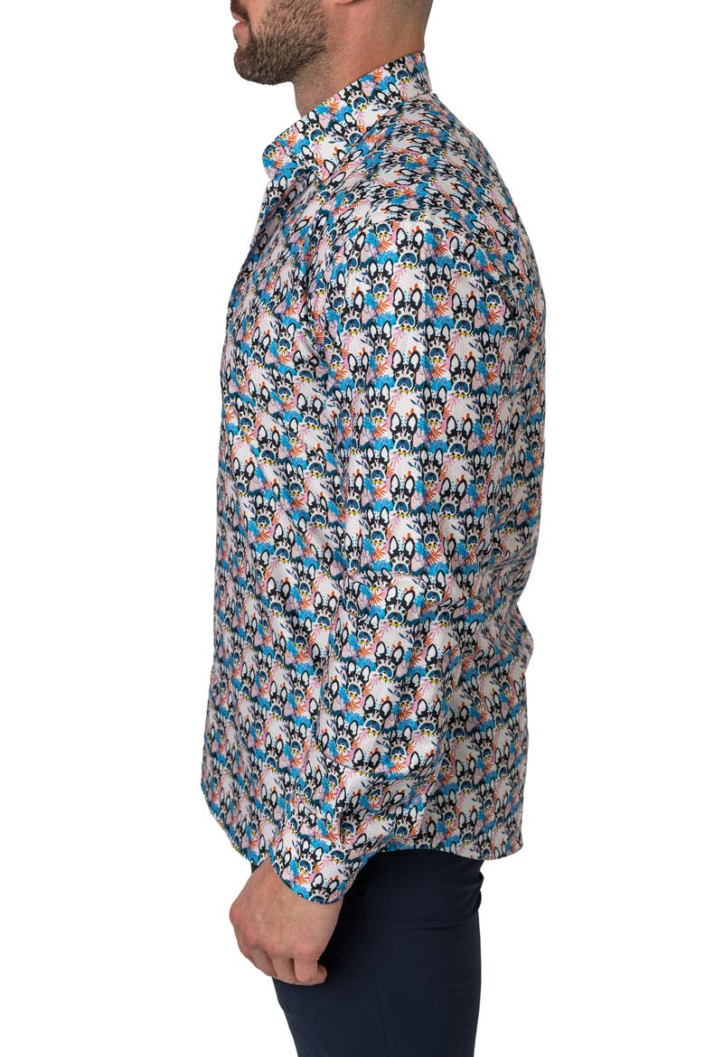Fibonacci Ears Cotton Button-Up Shirt, Alternate, color, MULTI