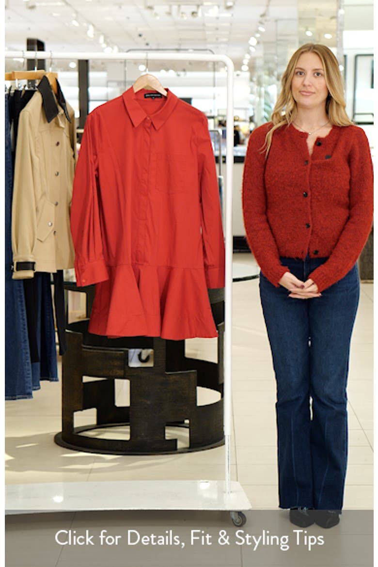 Ruffle Hem Long Sleeve Mini Shirtdress video