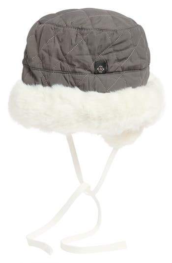 Nanette Lepore Reversible Faux Fur Quilted Bucket Hat In Gray