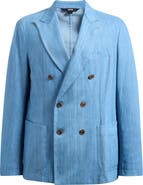BOSS Hanry Double Breasted Cotton Denim Sport Coat