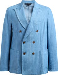 BOSS Hanry Double Breasted Cotton Denim Sport Coat