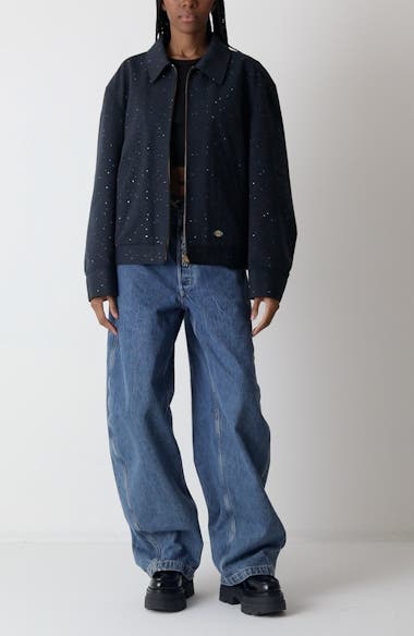 ALEXANDER WANG ジャケット クリスタルホットフィックス Alexander Wang Hotfix Crystal Boxy Workwear Jacket | Nordstrom