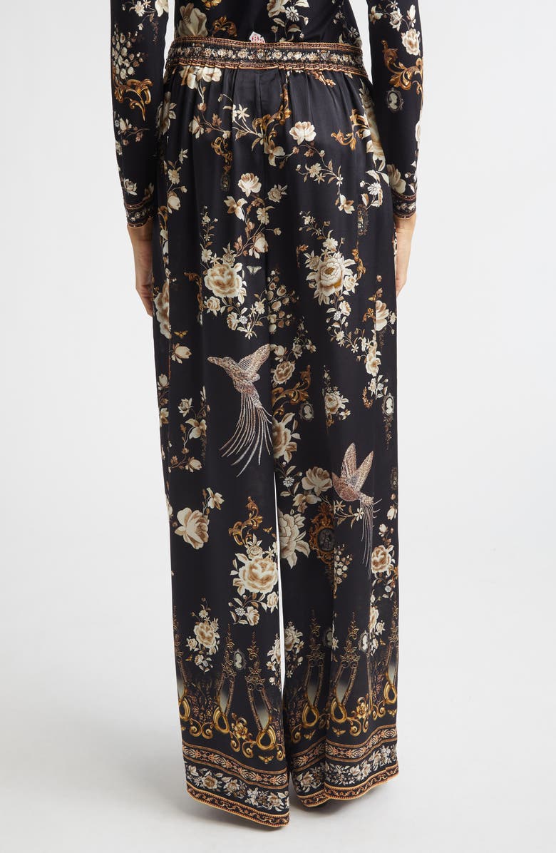 Camilla Flamenco Folklore Print Relaxed Silk Straight Leg Pants, Alternate, color, Flamenco Folklore