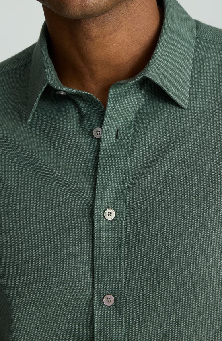 UNTUCKit Veneto Regular Fit Textured Wrinkle Free Cotton Button-Down Shirt, Alternate, color, Forest Green