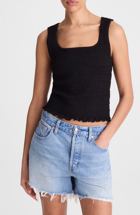 Smocked Square Neck Tank