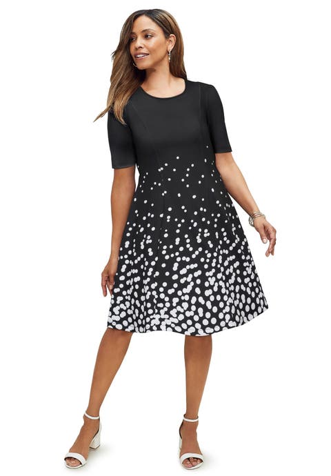 Stretch Ponte Flare Dress (Plus Available)