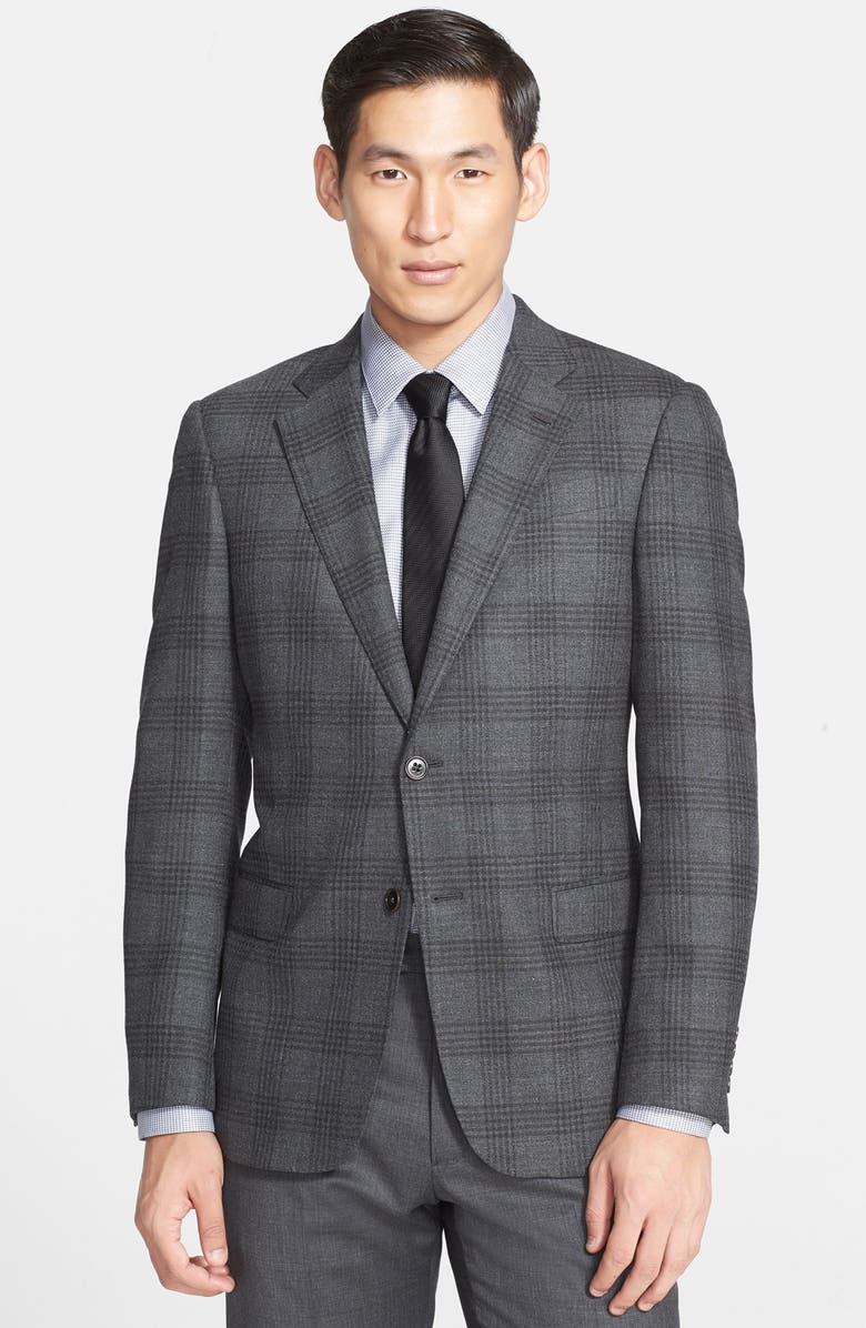 Emporio Armani Armani Collezioni Trim Fit Plaid Wool Sport Coat, Main, color, 