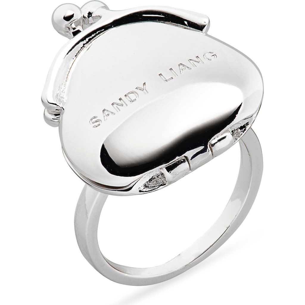 Sandy Liang Souvenir Pouch Ring In Silver