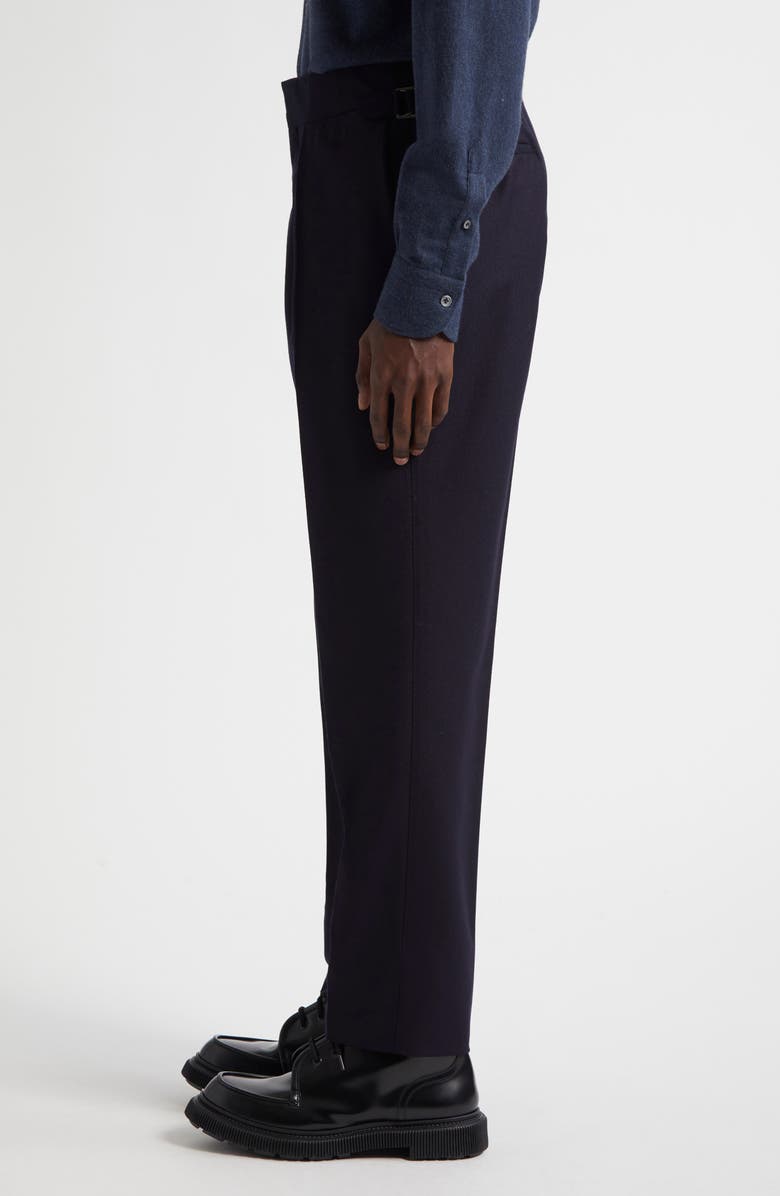 Thom Sweeney Pleated Virgin Wool Twill Trousers, Alternate, color, Dark Navy
