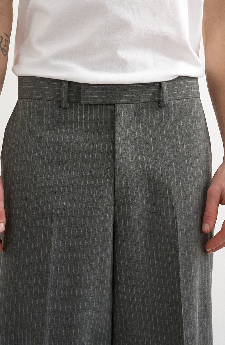 Topman Pinstripe Straight Leg Pants, Alternate, color, Charcoal