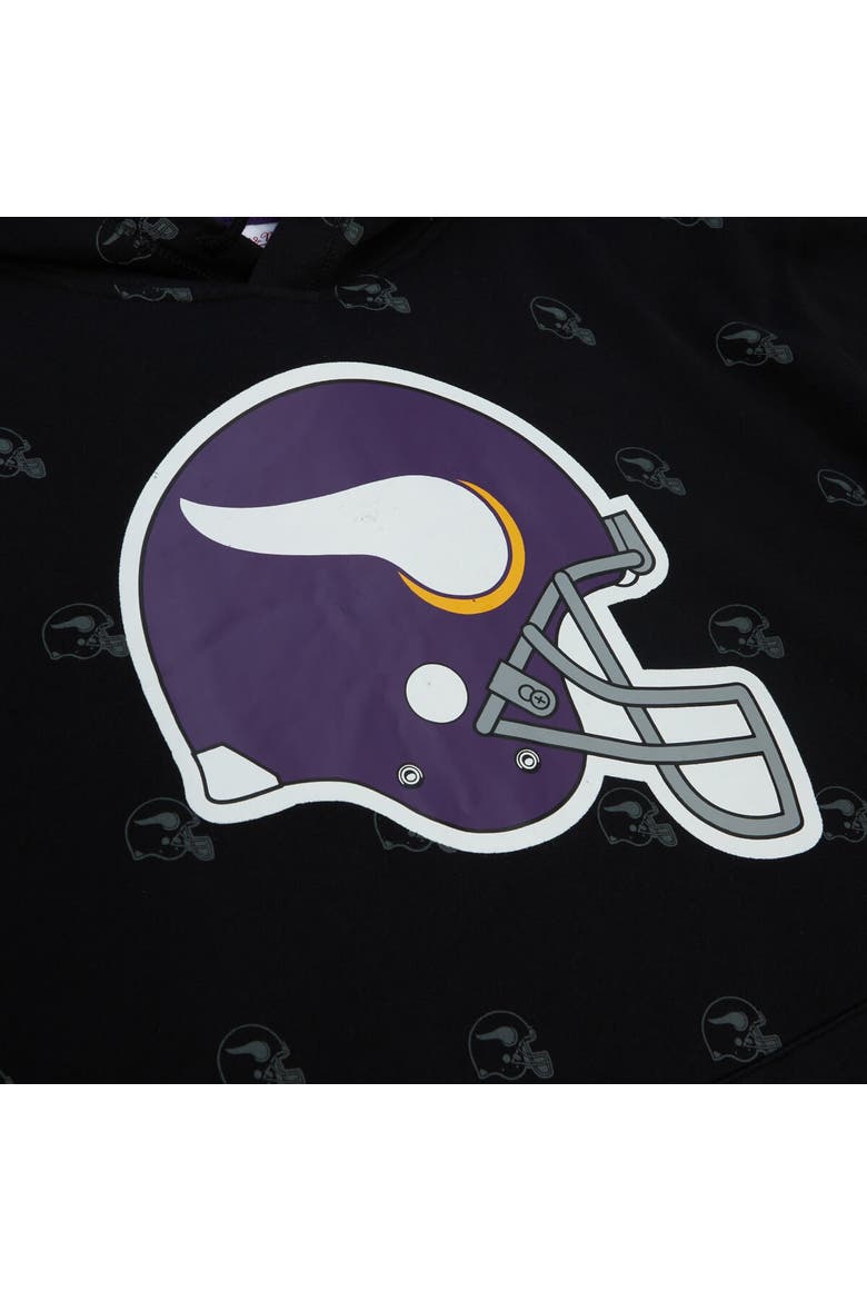 Men's Mitchell & Ness Black Minnesota Vikings Allover Print Fleece Pullover Hoodie, Alternate, color, Black