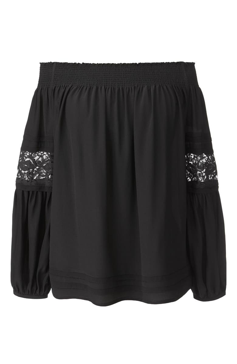 Chelsea28 Olivia Palermo + Chelsea28 Silk Off the Shoulder Peasant Top, Alternate, color, 