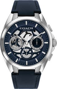 COACH Jackson Multifunction Leather Strap Watch, 41.5mm