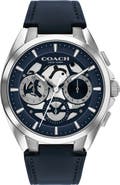 COACH Jackson Multifunction Leather Strap Watch, 41.5mm