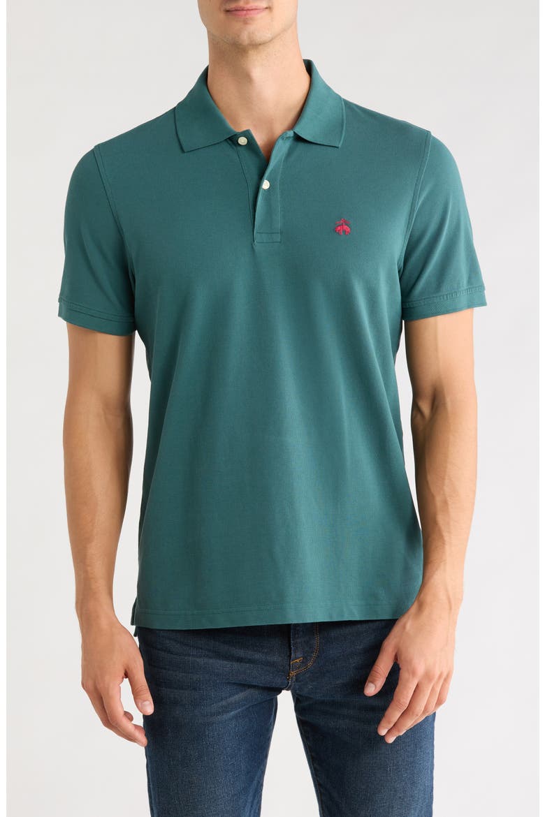 Slim Fit Cotton Pique Polo, Main, color, MEDITERRANEA