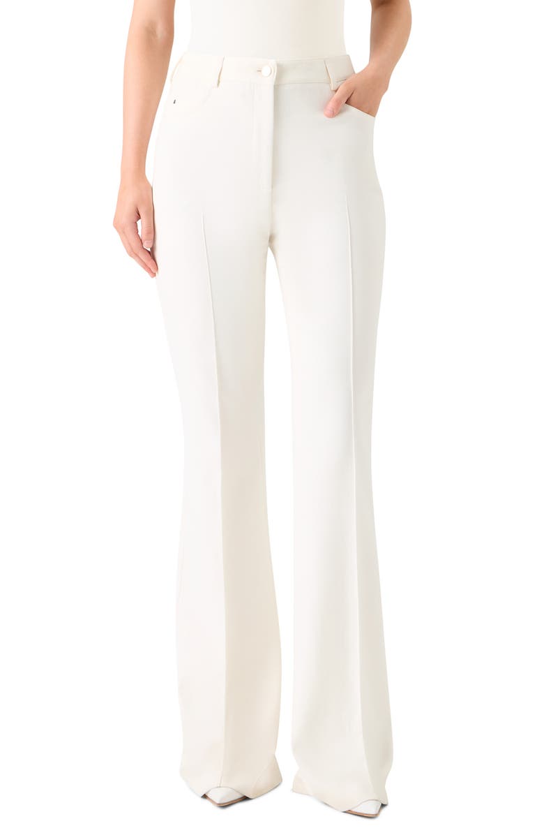 Akris Farid High Waist Cotton & Silk Blend Pants, Main, color, Ecru