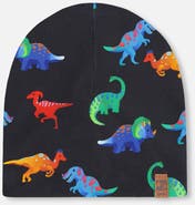 Deux par Deux Stretch Jersey Dinosaur Print Beanie
