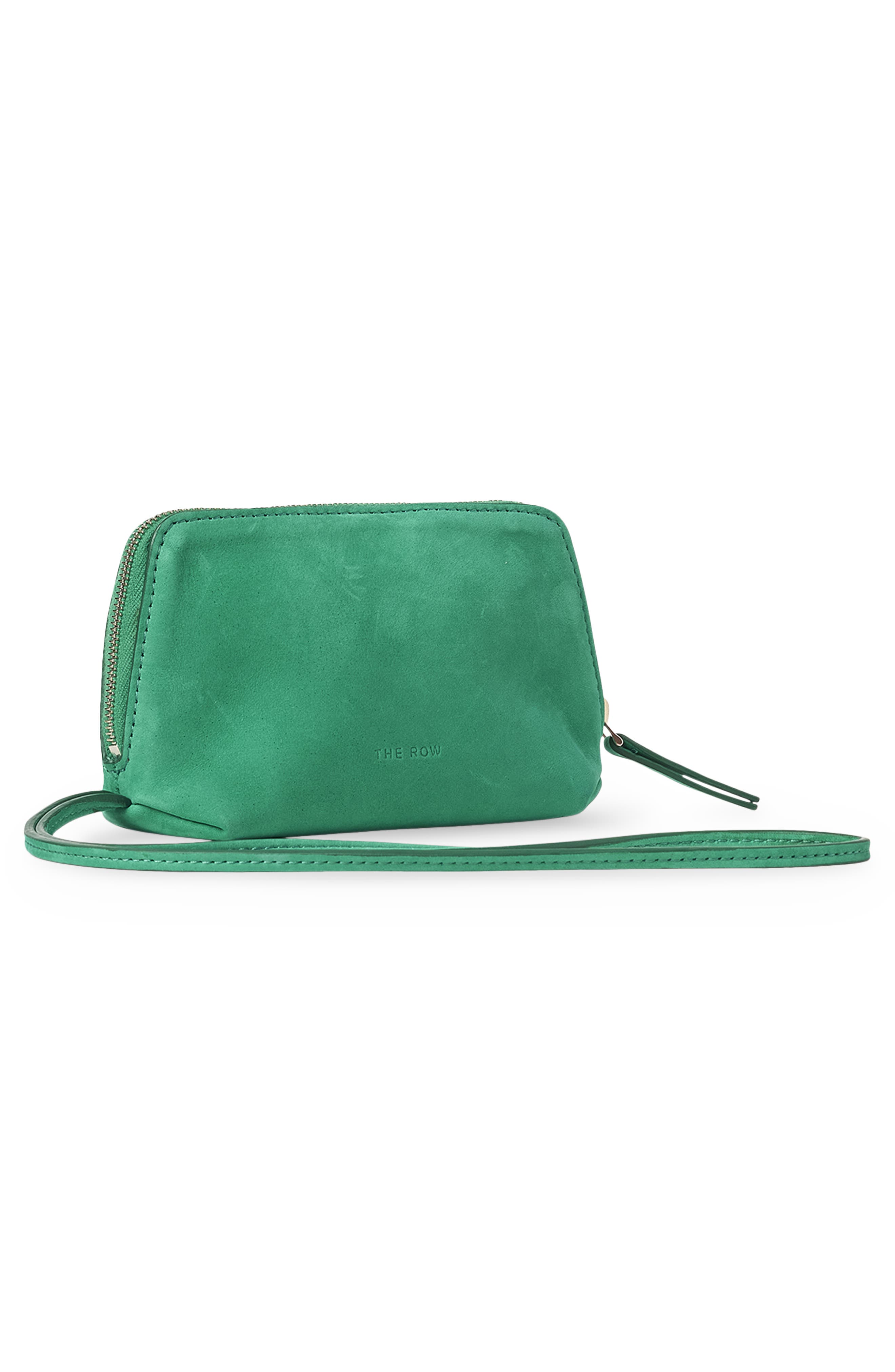 The Row Owen Leather Wrislet Pouch, Alternate, color, 