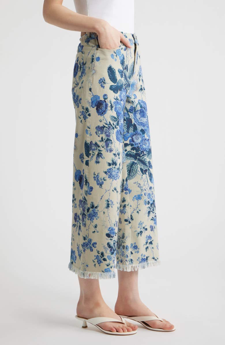 KOBI HALPERIN Anne Wide Leg Floral Crop Jeans, Alternate, color, Ecru Multi