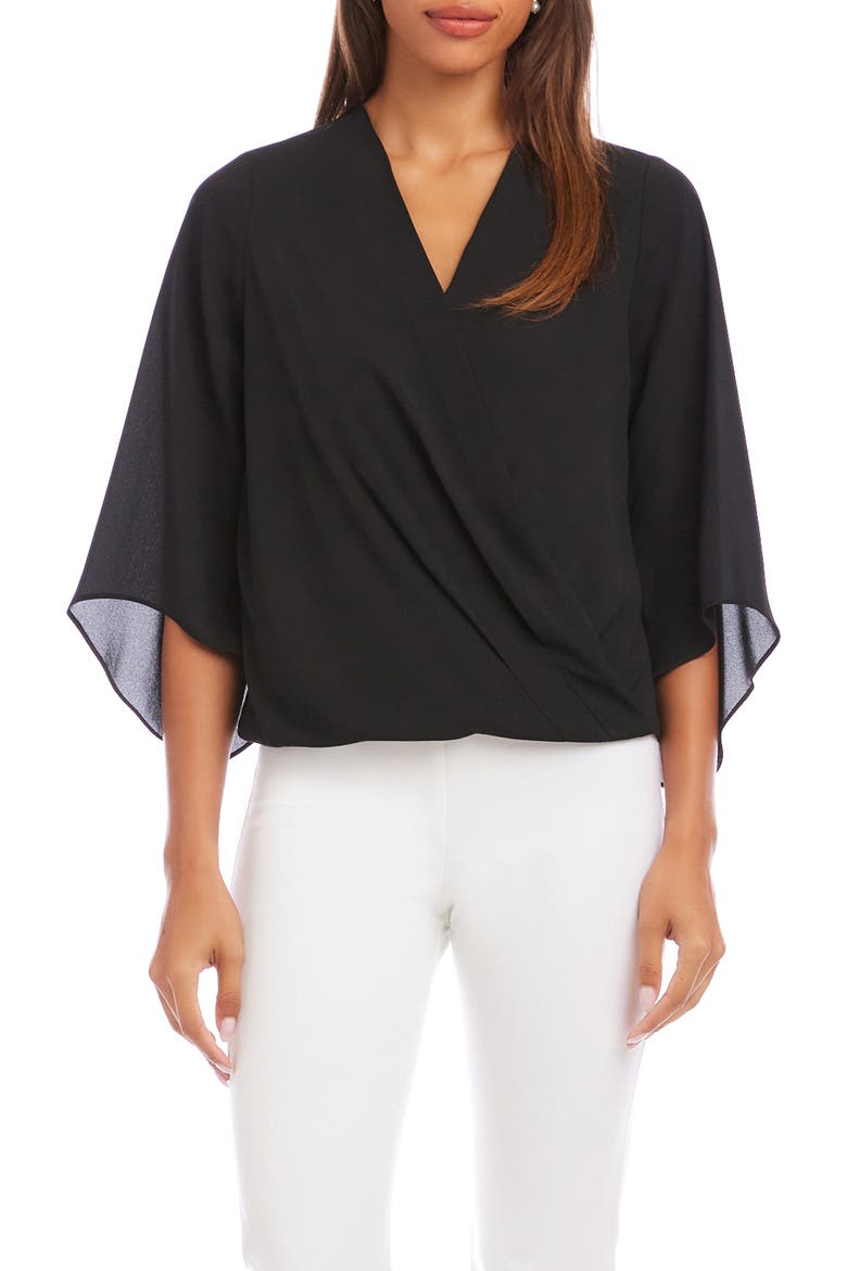 Drape Crossover Crepe Top, Main, color, BLACK