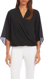 Karen Kane Drape Crossover Crepe Top