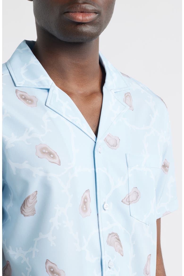 Ostra Weekend Short Sleeve Performance Button-Up Shirt, Alternate, color, BLUE