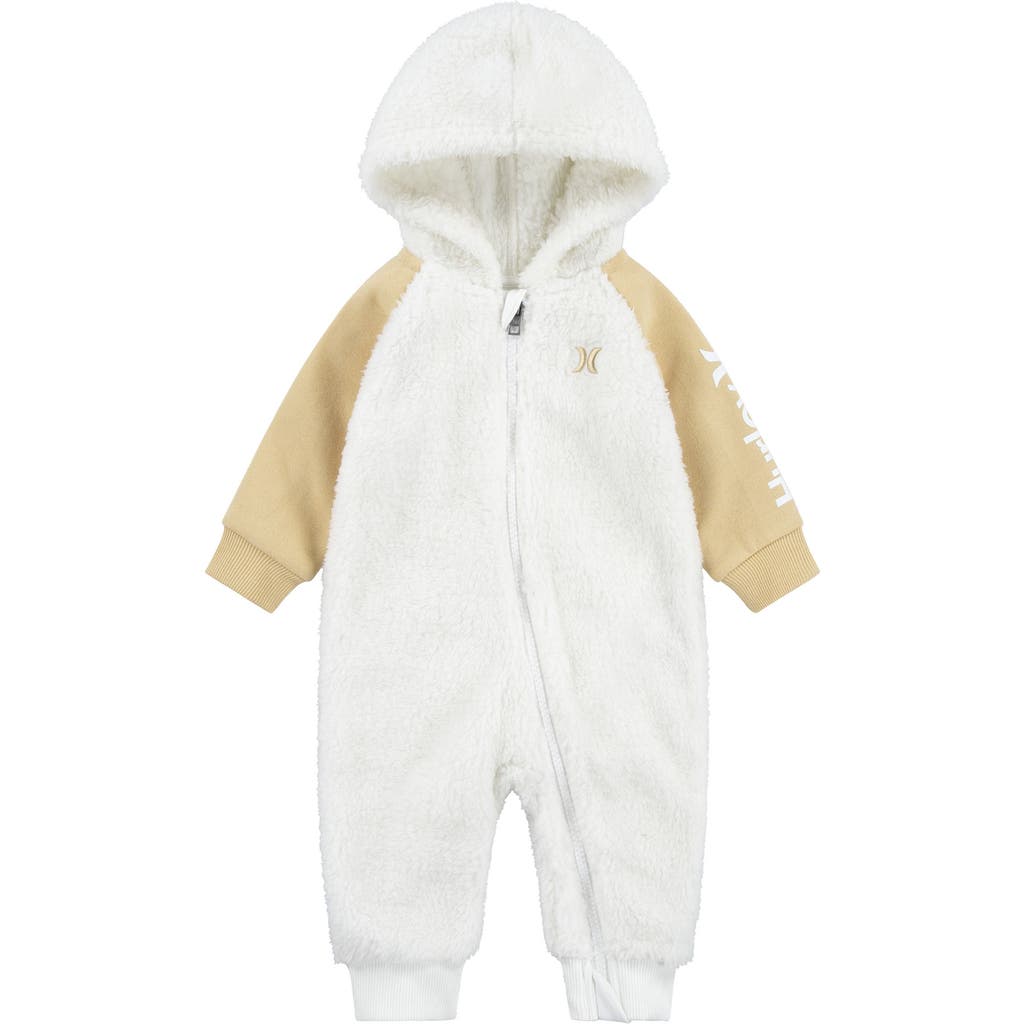 Hurley Plush Faux Fur Hooded Coverall In White