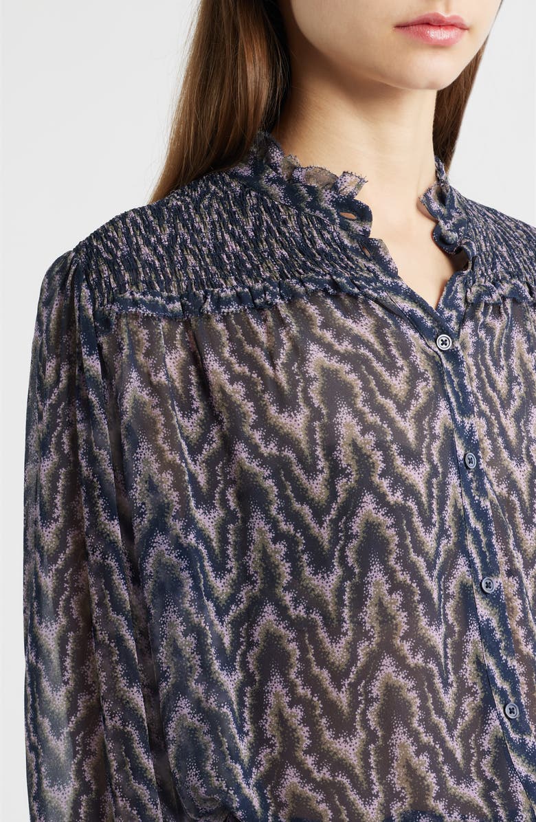 BOSS Orange Benvylla Chevron Print Button-Up Shirt, Alternate, color, Purple Multi