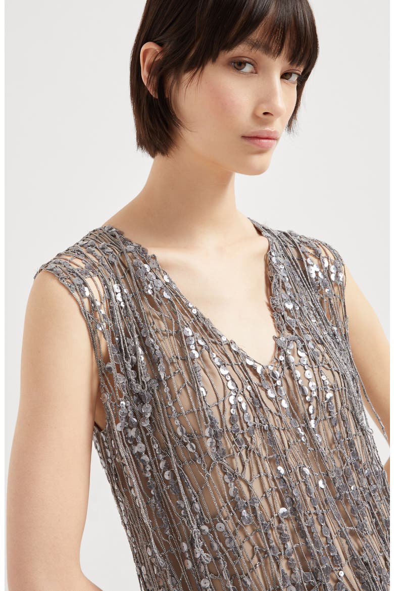 Glistening Embroidery dress, Alternate, color, Light Grey