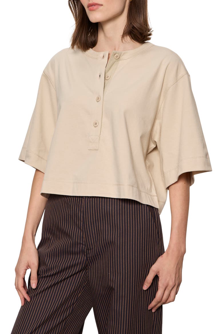 Freya Placket Top, Alternate, color, DARK OPAL WHITE