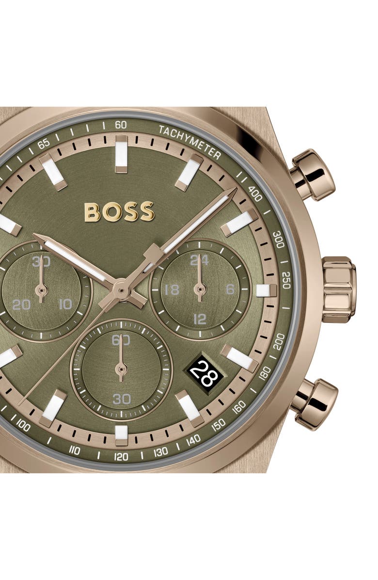 BOSS Candor Chronograph Bracelet Watch, 41mm, Alternate, color, Olive Green