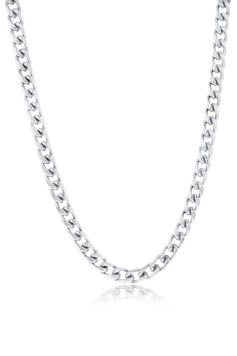Men's 5mm Cuban Chain Necklace, Main, color, SILVER