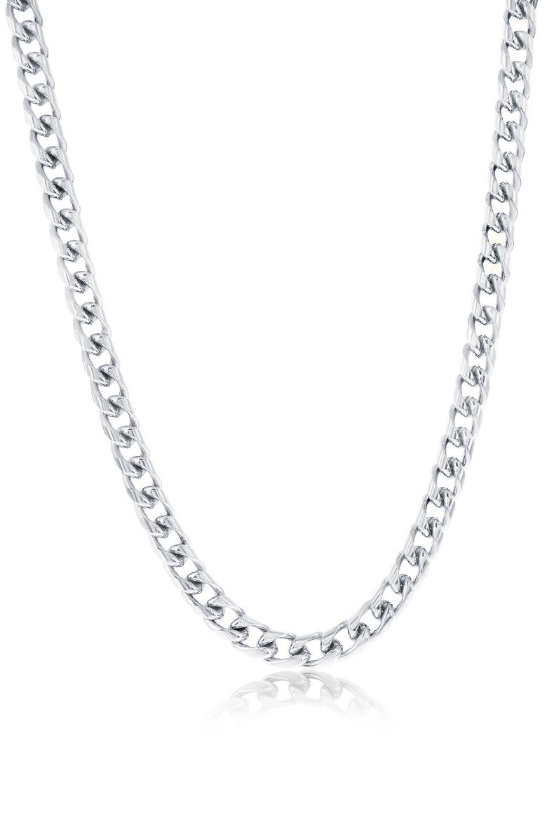 BLACKJACK Men's 5mm Cuban Chain Necklace, Main, color, Silver