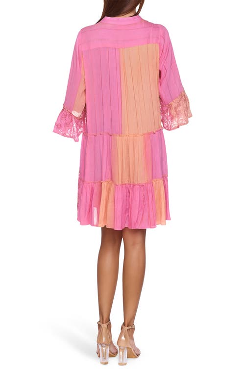Ranee's Ranees Patchwork Print Tiered Dress In Pink