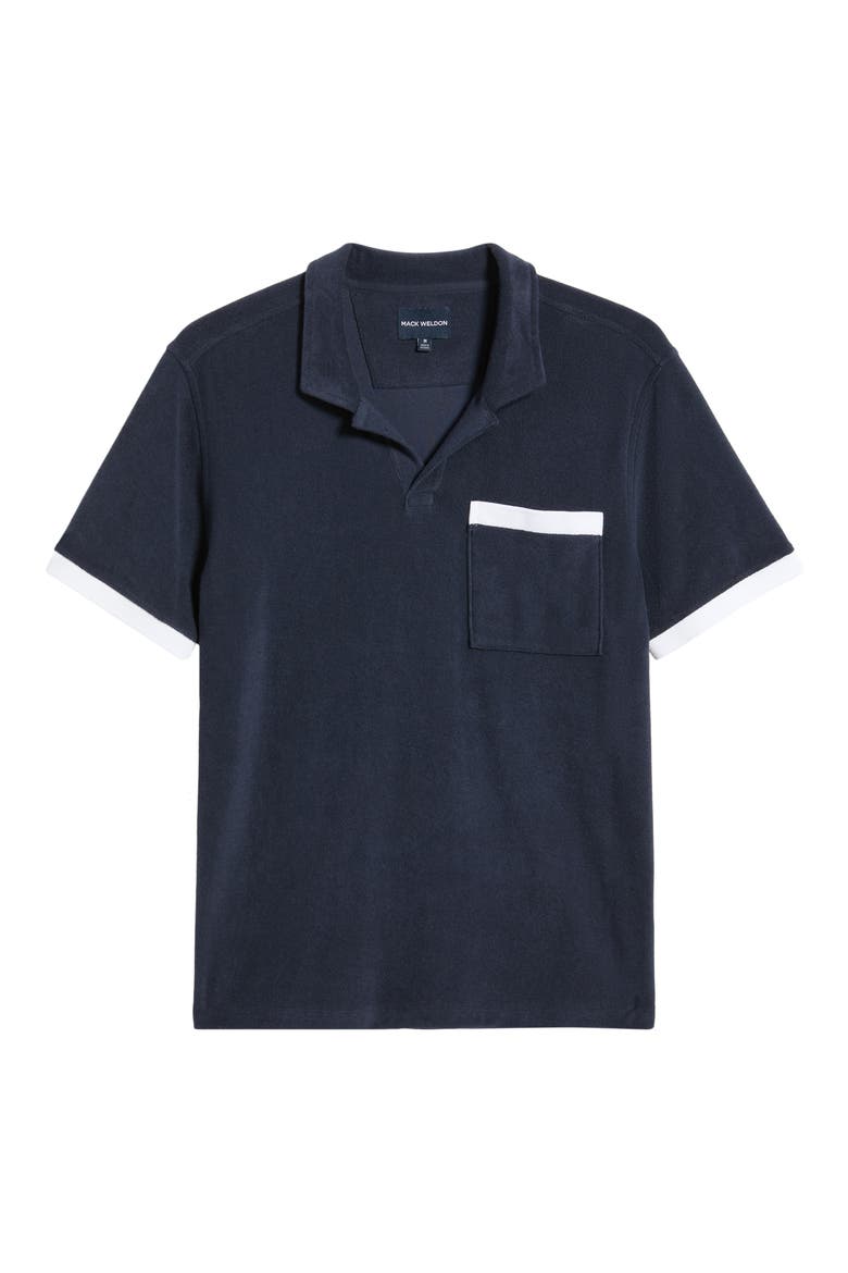 Johnny Collar Terry Cloth Pocket Polo, Alternate, color, NIGHT SKY