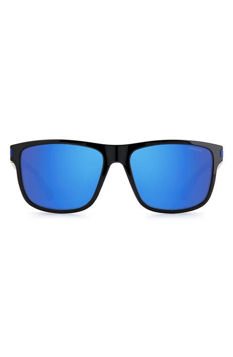 57mm Polarized Rectangular Sunglasses