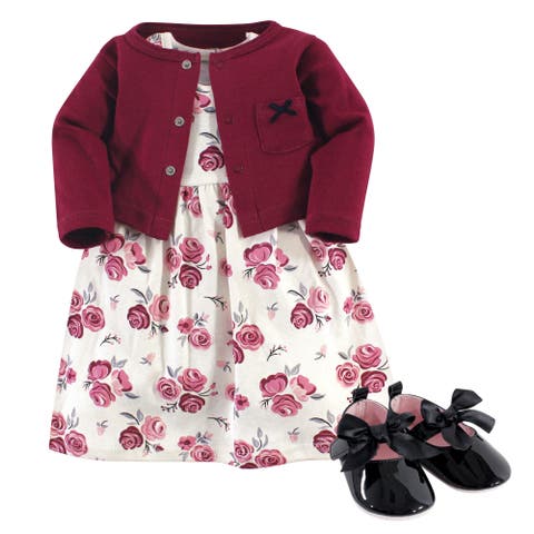 Cotton Dress, Cardigan and Shoe Set (Baby)