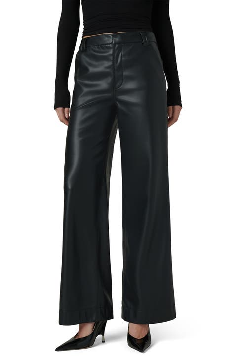 The Mia High Waist Faux Leather Wide Leg Jeans