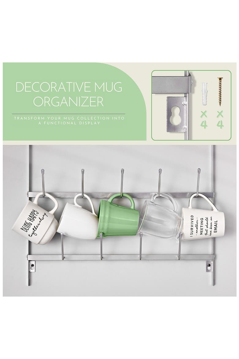 Large 6-Tier Metal Mug Rack, Alternate, color, SILVER