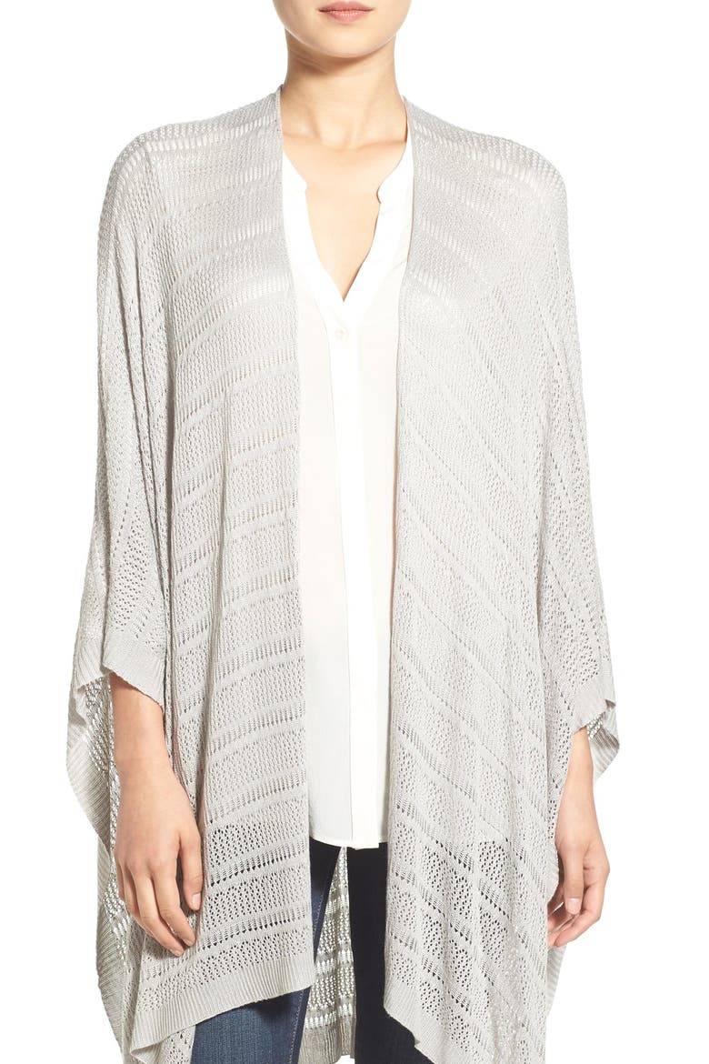Pointelle Knit Cape, Alternate, color, GREY