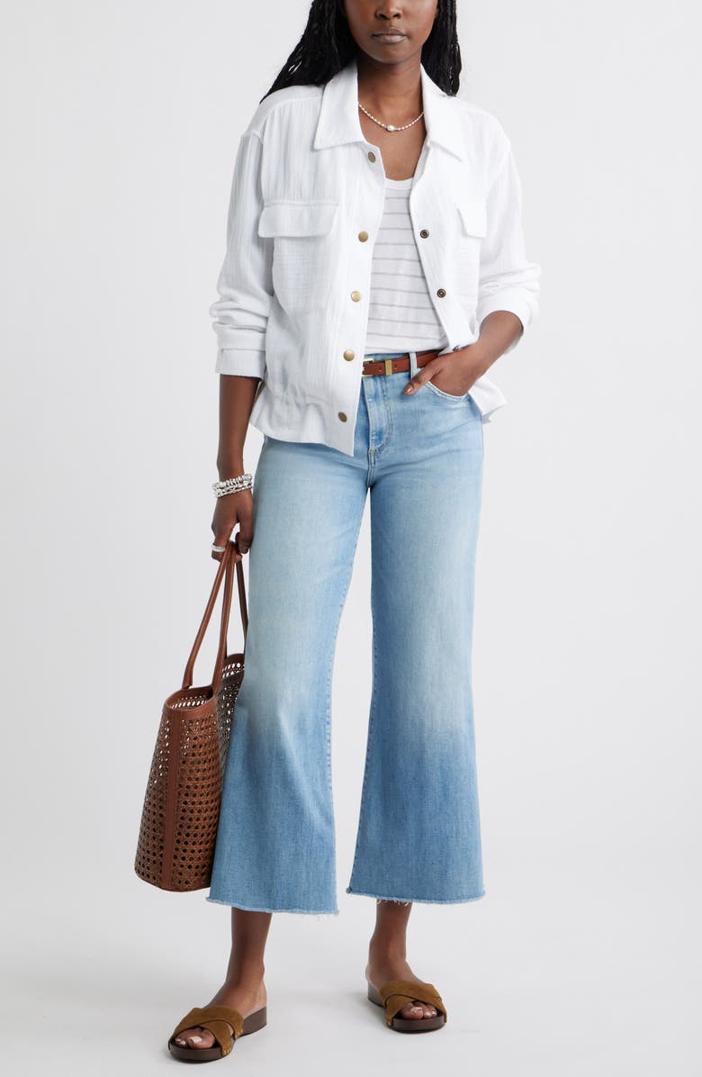 Caslon<sup>®</sup> Cotton Gauze Utility Jacket, Alternate, color, White