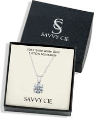 SAVVY CIE JEWELS 10K Gold Moissanite Solitaire Pendant Necklace