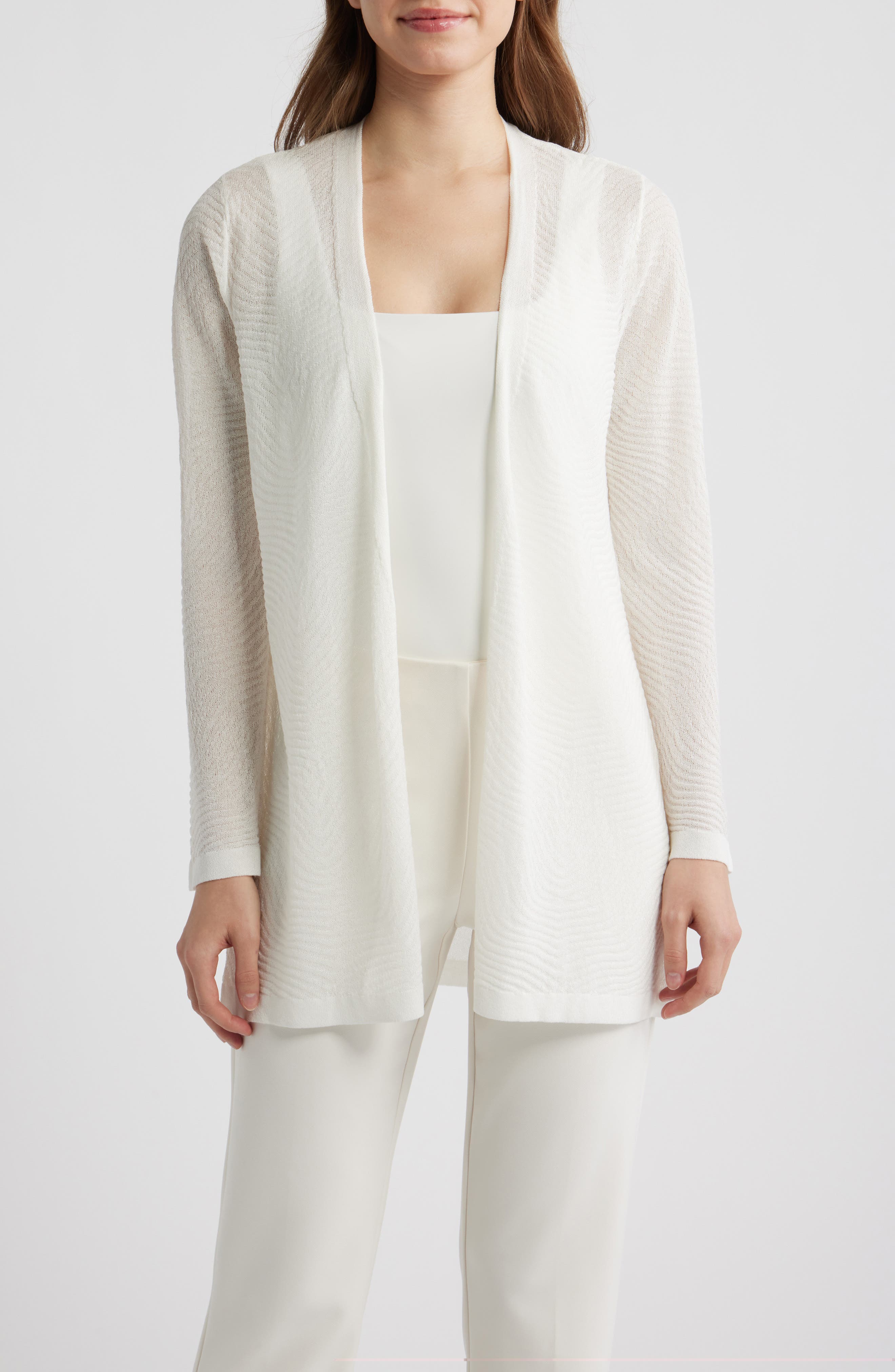 Texture Stitch Sheer Long Cardigan - image 3